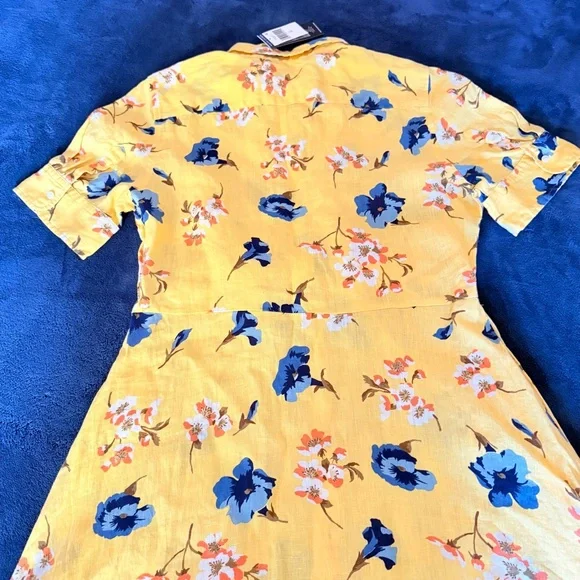 Lauren Ralph Lauren Yellow Floral Linen Shirtdress - Picture 4 of 6